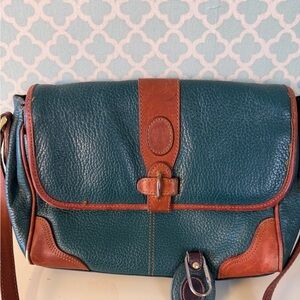 Liz Claiborne Teal Pebbled Leather Crossbody with Brown Trim